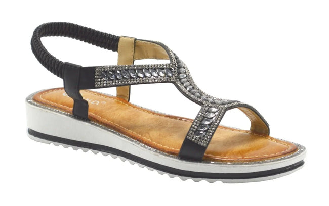Wholesale Women's Feminine Style Sandals Wedge Embellished Mila NG36