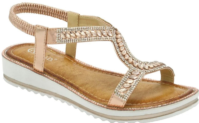 Wholesale Women's Feminine Style Sandals Wedge Embellished Mila NG36