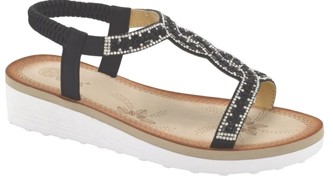 Wholesale Women's Glitter Touch Sandals Wedge Embellished Zoey NG38