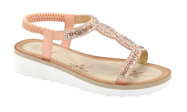 Wholesale Women's Glitter Touch Sandals Wedge Embellished Zoey NG38