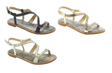 Wholesale Women's Sparkle Strap Sandals Flat Embellished Mia NG33