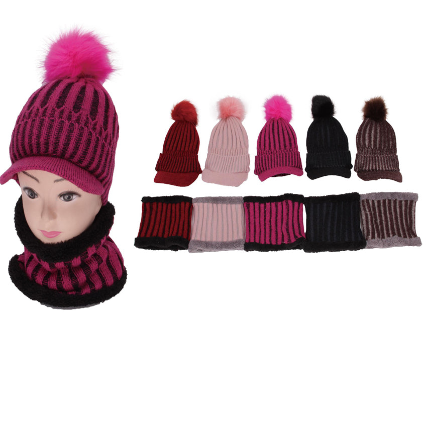 Wholesale Clothing Accessories Ladies Winter Hat 2Pc Set Assorted NQ82