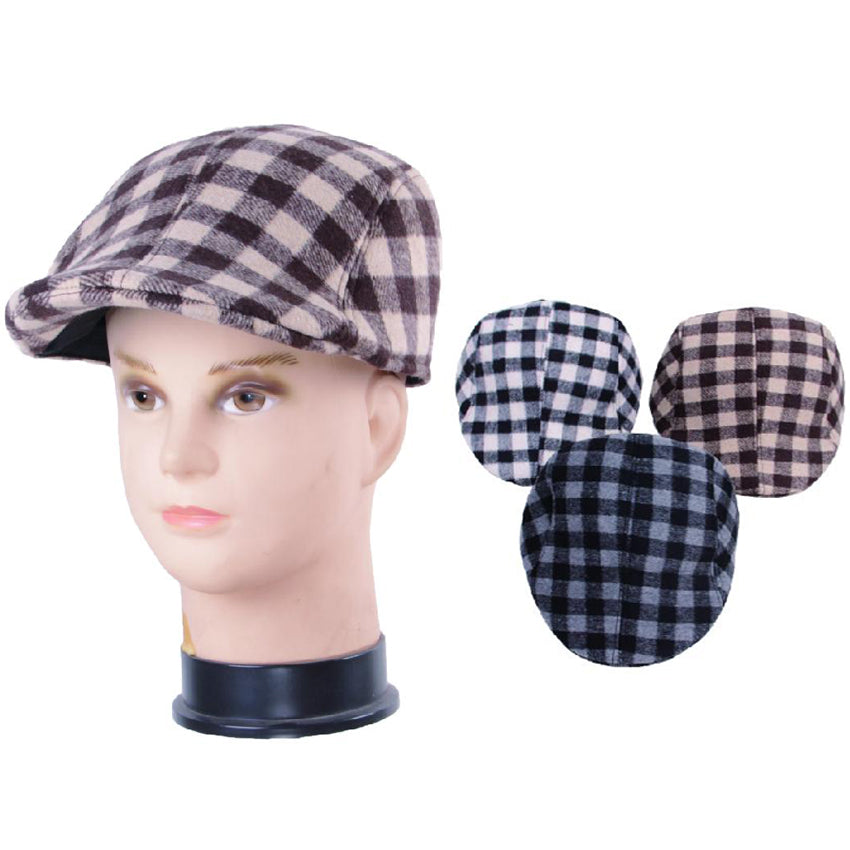 Wholesale Clothing Accessories Men Winter Hat Checker Design Assorted NQ850