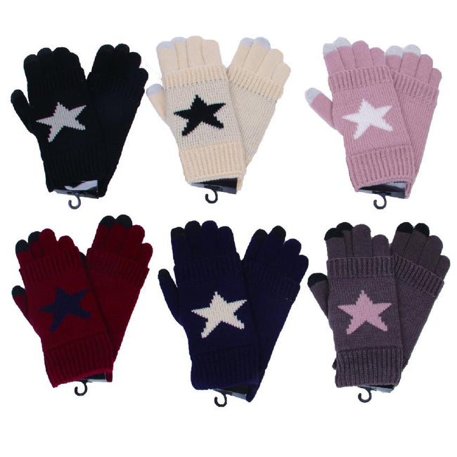 Wholesale Clothing Accessories Ladies Gloves Star Printed Assorted NQ86
