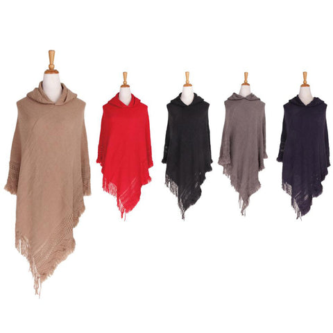Wholesale Clothing Accessories Ladies Winter Open Poncho Assorted NQ884