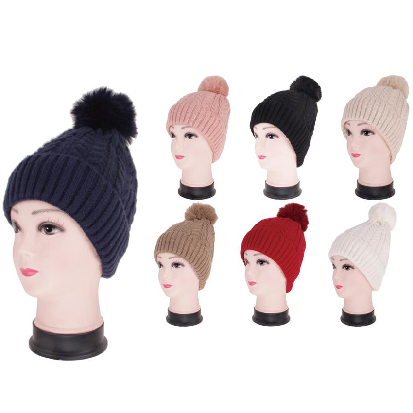 Wholesale Clothing Accessories Ladies Winter Hat Fur Inside Assorted NQ85