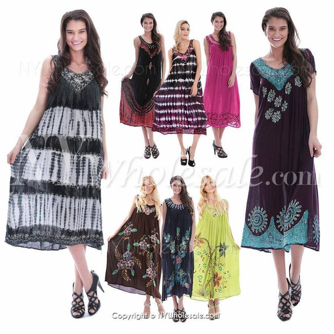 Closeout Wholesale Women Indian Long Dresses, Summer Casual Styles N6-AFL-RAM