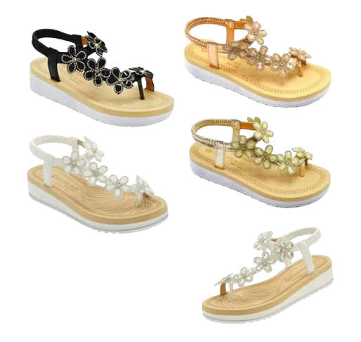 Wholesale Women's Beaded Detail Sandals Wedge Embellished Stella NG52