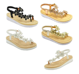 Wholesale Women's Beaded Detail Sandals Wedge Embellished Stella NG52
