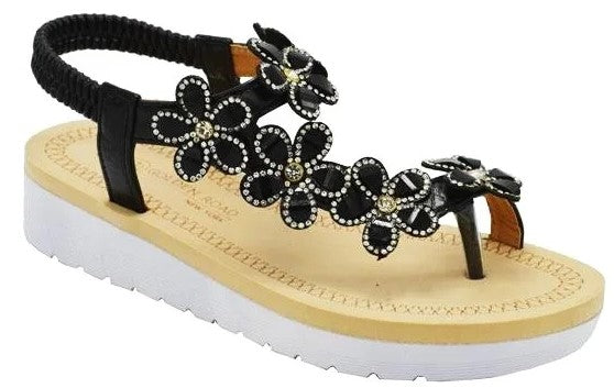Wholesale Women's Beaded Detail Sandals Wedge Embellished Stella NG52
