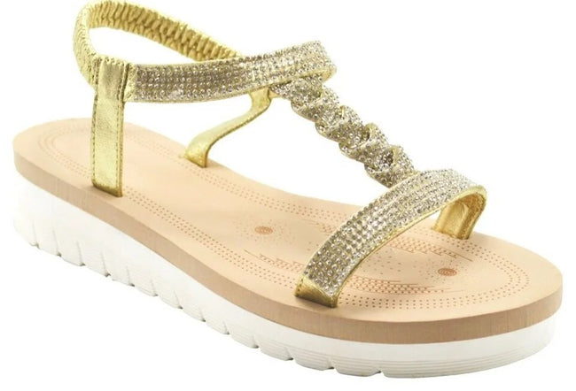 Wholesale Women's Feminine Style Sandals Wedge Embellished Claire NG53
