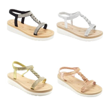 Wholesale Women's Feminine Style Sandals Wedge Embellished Claire NG53