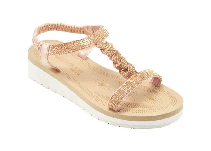 Wholesale Women's Feminine Style Sandals Wedge Embellished Claire NG53