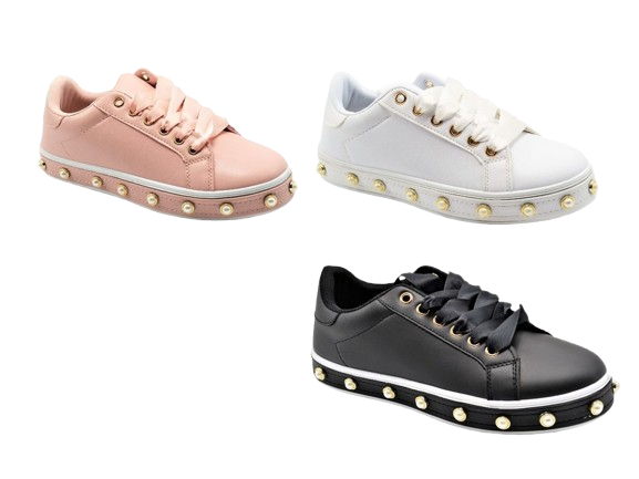 Wholesale Women's Sneakers Lace Up Trendy Comfortable Women's Shoes Rose NG72