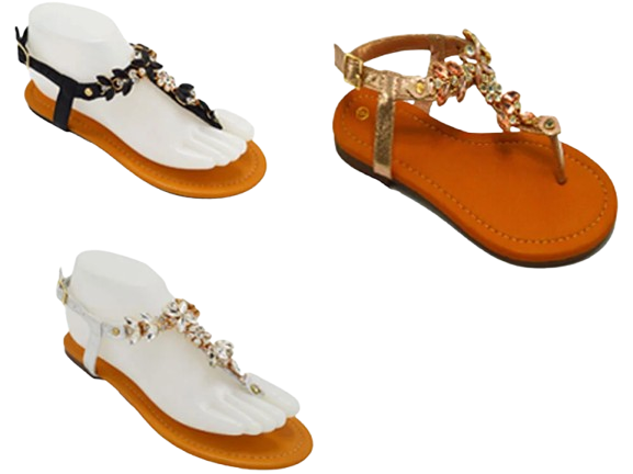 Wholesale Women's Embellished Design Sandals Flat Embellished Harper NG89