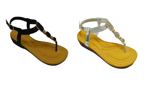 Wholesale Women's Summer Ready Sandals Flat Embellished Lily NG82
