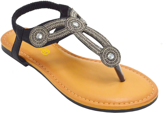 Wholesale Women's Dressy Look Sandals Flat Embellished Charlotte NG80