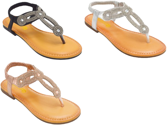Wholesale Women's Dressy Look Sandals Flat Embellished Charlotte NG80