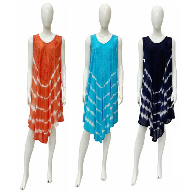 Wholesale Women's Dresses Rayon Tie Dye Embedded Umbrella Dress 12-48-Case Os Milan NWa1