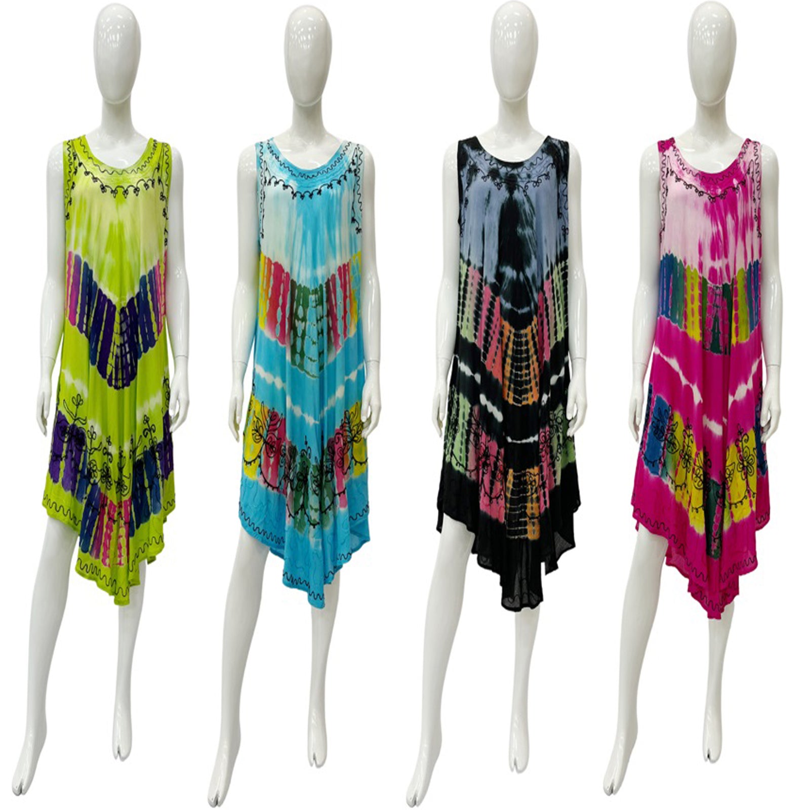 Wholesale Women's Dresses Rayon Tie Dye Umbrella Dress 6-48-Case Os 4C Galilea NWa2