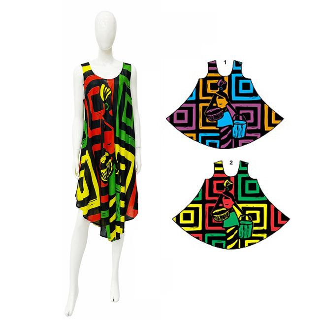Wholesale Women's Dresses Rayon Printed Sl Umbrella Dress Round Neck 120Gms 2C 4-48-Case S-XL Giuliana NWa6