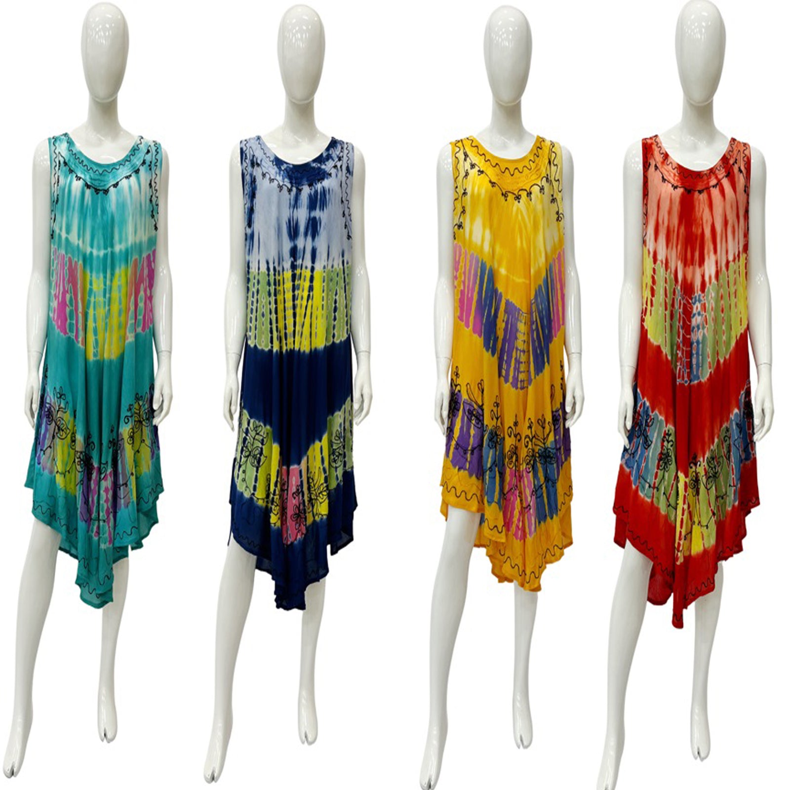 Wholesale Women's Dresses Rayon Tie Dye Umbrella Dress 6-48-Case Os 4C Emerie NWa1