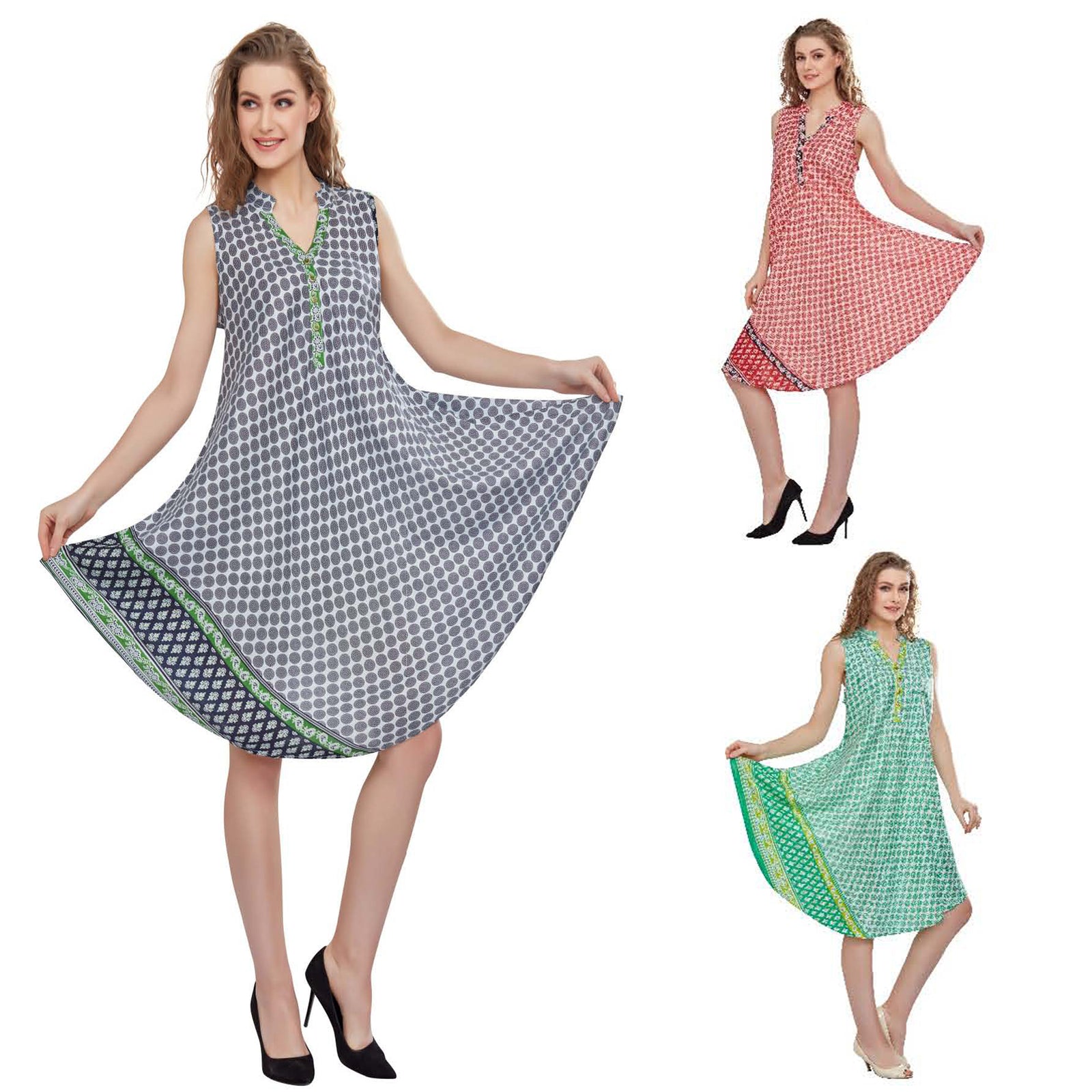 Wholesale Women's Dresses Rayon Printed Placket Sl Umbrella Dress 120Gms 3C 6-36-Case S-XL Addilynn NWa8
