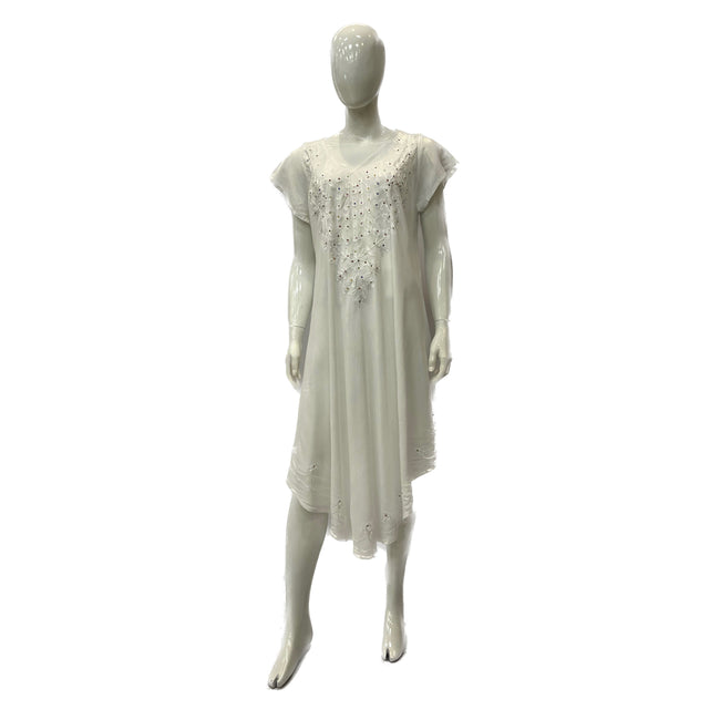 Wholesale Women's Dresses Rayon Solid White with Embedded Ss U Gown 6-48 Case S-XL 140Gms 1C Chana NWr7
