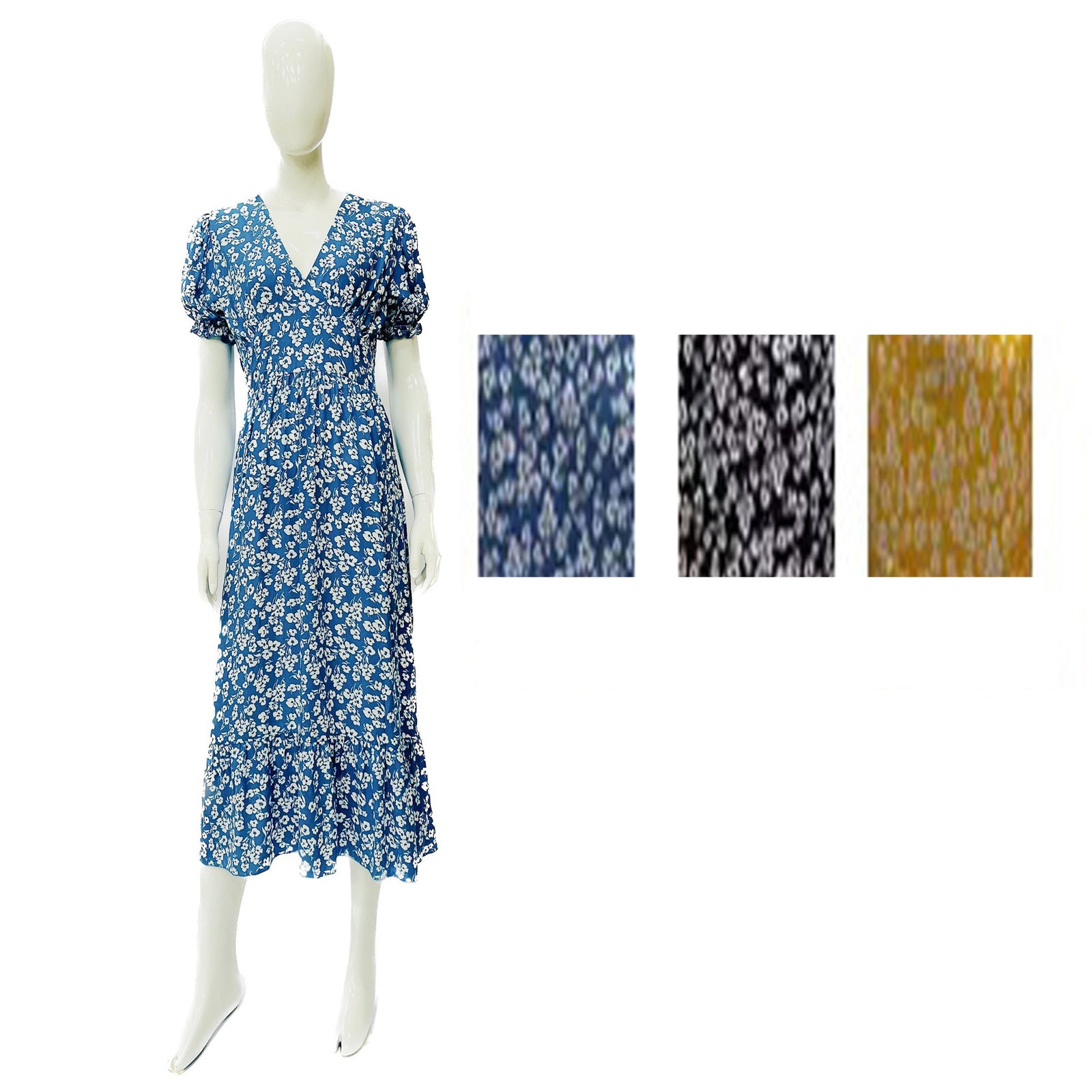Wholesale Women's Dresses Rayon Ss V Nk Tiered Maxi Dress 6-72-Case S-XL 3C Elaine NW45