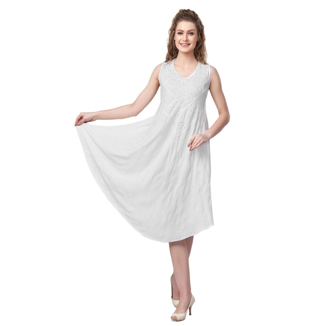 Wholesale Women's Dresses Rayon S-S Dress-White 140Gms 6-48-Case S-XL Lea NWa0