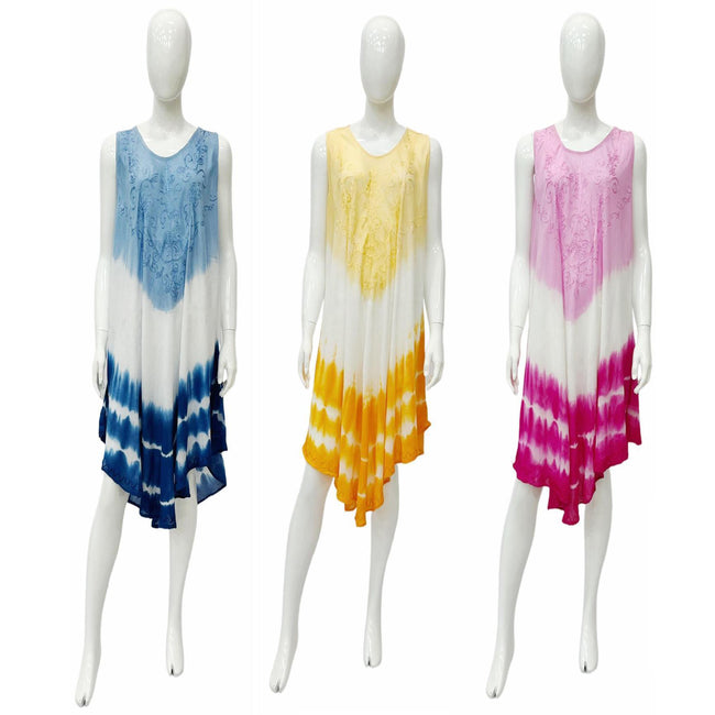 Wholesale Women's Dresses Rayon Tie Dye Embedded Umbrella Dress 12-48-Case Os Malaya NWa9