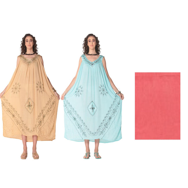 Wholesale Women's Dresses Rayon Long Gown V Neck-Tie Dye-Rhinestone 36-Case O-S3C Eileen NWa2