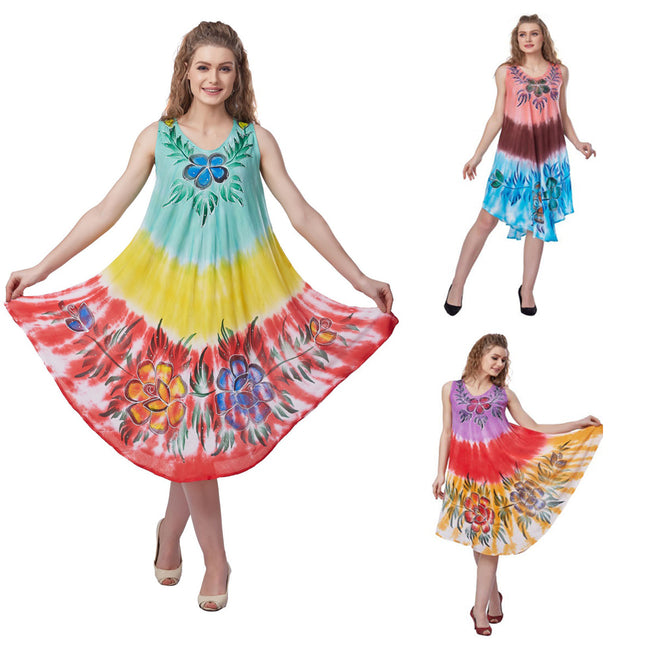 Wholesale Women's Dresses Rayon Dress-Tie Dye-Brush Paint 36-Case O-S 3C Anika NWa4