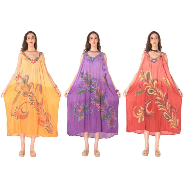 Wholesale Women's Dresses Rayon Long Gown V Neck-Tie Dye-Brush Paint-Embedded36-Case O-S3C Brylee NWa1