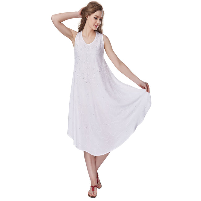 Wholesale Women's Dresses Rayon Dress-White 140Gms 6-48-Case O-S Aliza NWa7