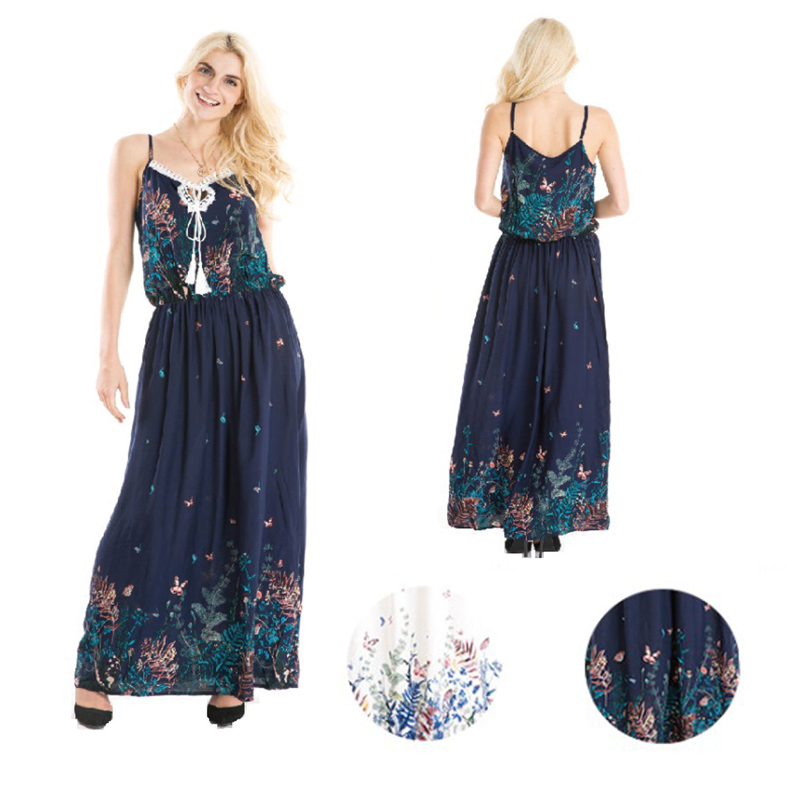 Wholesale Women's Dresses Rayon Maxi Dress 6-72-Case S-XL Coraline NW33