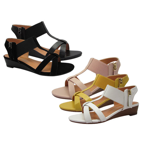 Wholesale Women's Sandals Wedge Thong Ankle Strap Ladies Flat Talia NG36