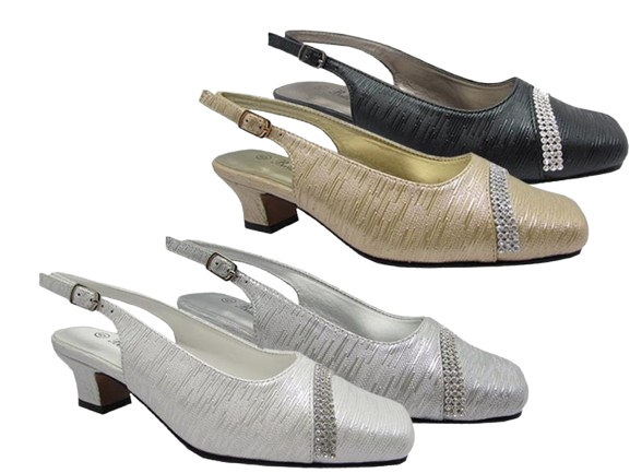 Wholesale Women's Rhinestone Slide Back Wide Width Dressy Style Shoes Noelle NFA2