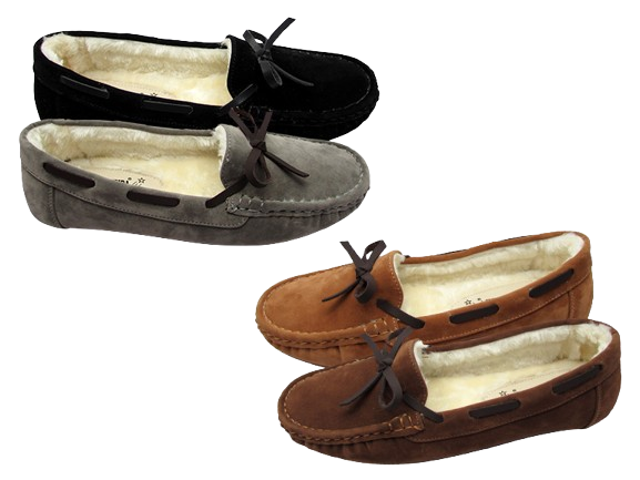 Wholesale Women's Fur Lined Moccasin Slippers Cozy Indoor Flats Shoes Emma NFA1