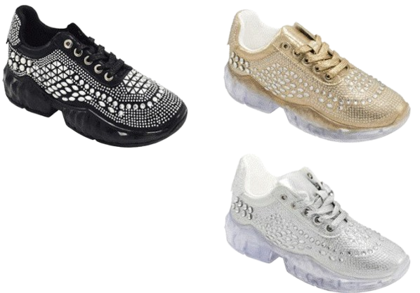 Wholesale Women's Sneakers Lace Up Embellished Trendy Comfortable Women's Shoes Morgan NGB5
