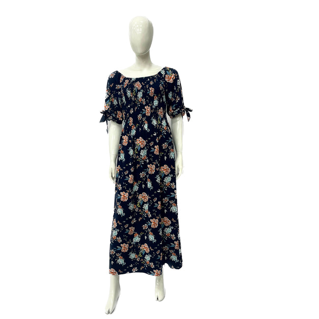Wholesale Women's Dresses ITY Floral Ots Tie Slv Maxi Dress 6-36-Case S-XL Harlee NW49