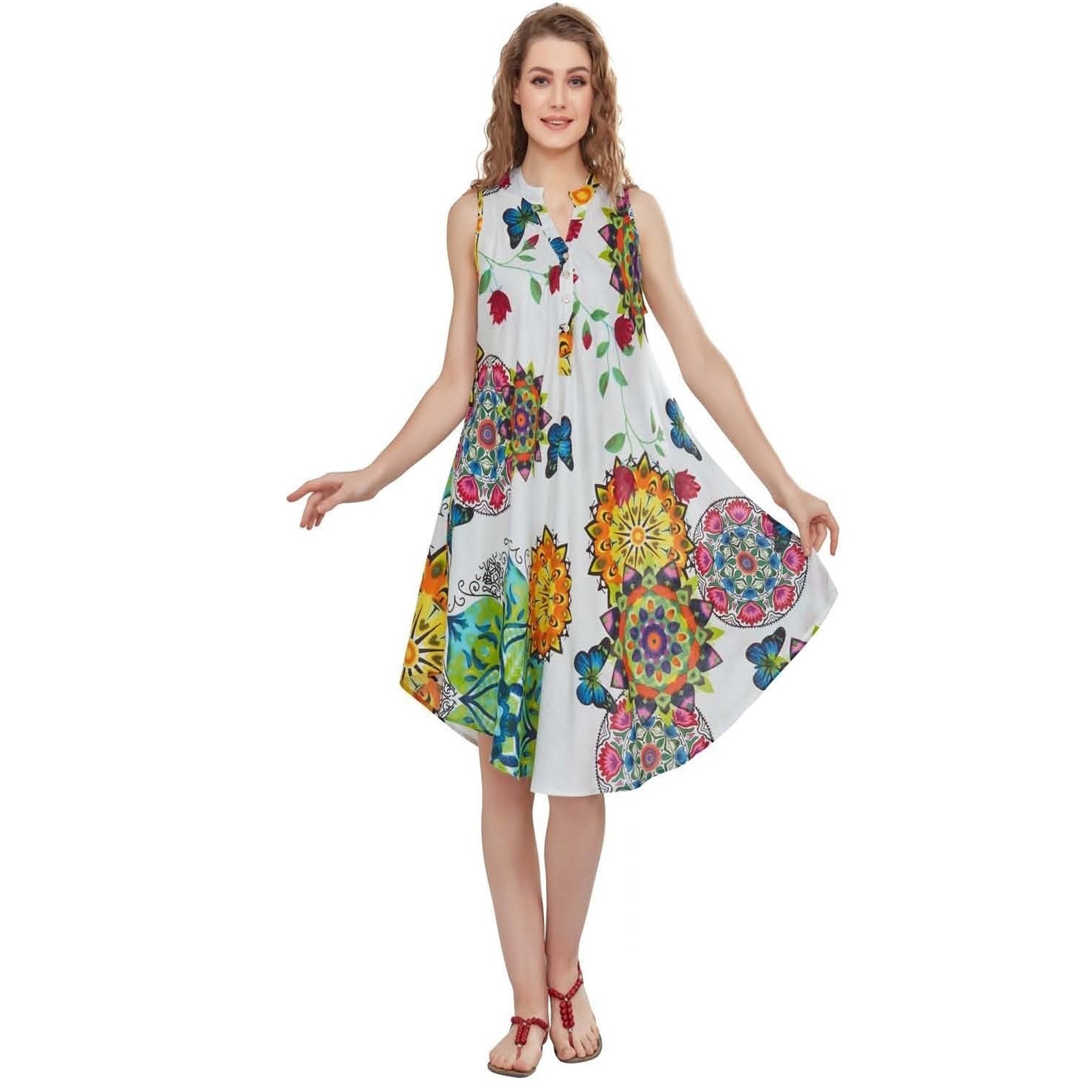 Wholesale Women's Dresses White Rayon Printed Placket Sl Umbrella Dress 120Gms 1C 6-48-Case S-XL Rebekah NWa7 Wholesale Women's Dresses White Rayon Printed Placket Sl Umbrella Dress 120Gms 1C 6-48-Case S-XL Rebekah NWa7
