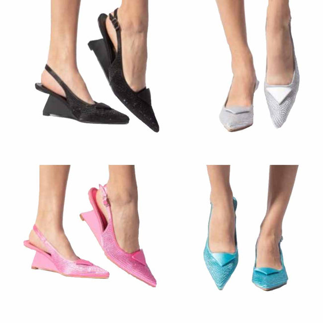 Wholesale Women's Shoes Ankle Strap Pointed Toe Wedge Heeled Jelly NMSI
