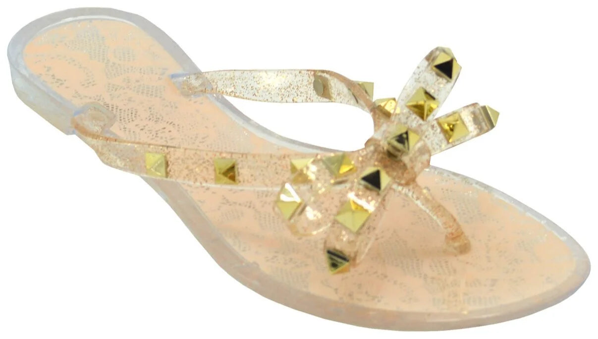 Wholesale Women's Feminine Style Sandals Flat Jelly Embellished Claire NGD9