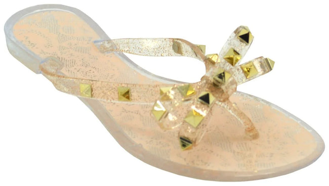 Wholesale Women's Feminine Style Sandals Flat Jelly Embellished Claire NGD9