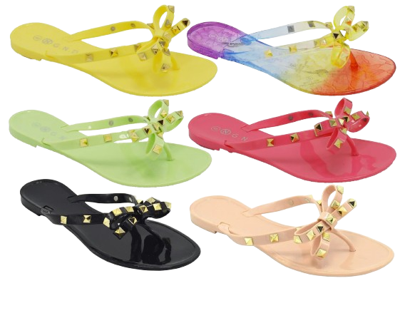 Wholesale Women's Beaded Detail Sandals Flat Jelly Embellished Emily NGD0