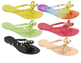 Wholesale Women's Beaded Detail Sandals Flat Jelly Embellished Emily NGD0