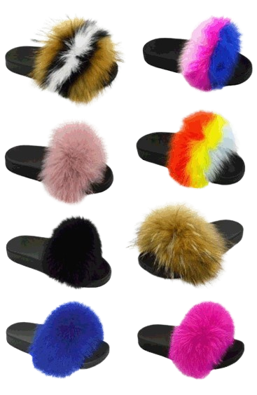 Wholesale Kids Fluffy Faux Fur Strap Slippers Savannah NGDK