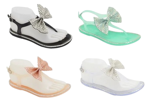Wholesale Women's Comfort Fit Sandals Flat Jelly Embellished Abigail NGD2
