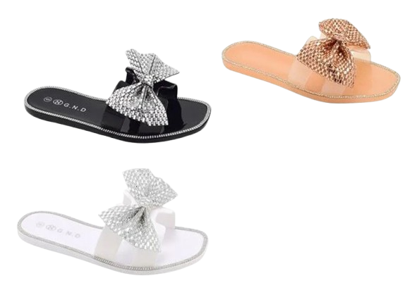 Wholesale Women's Trendy Sandals Flat Jelly Embellished Ava NGD3